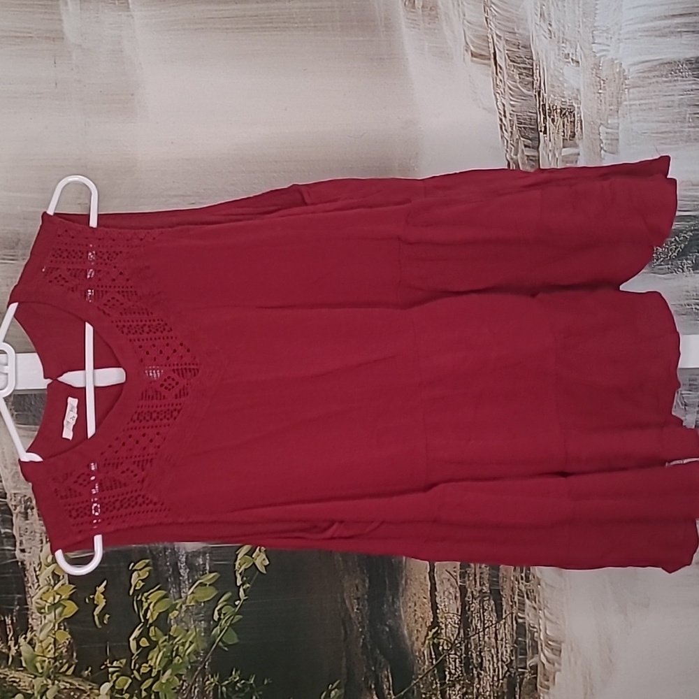 Maurices Womens 2X sleeveless burgundy ruffled flowy dressy lace tank top